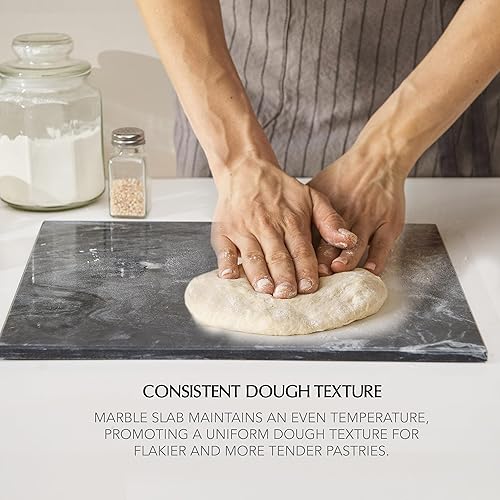 Miniatura 8 de Tabla de cortar de piedra de mármol de cocina, tabla de cortar y embutidos de 16 x 12 x 0.6 pulgadas, bandeja de pastelería antideslizante