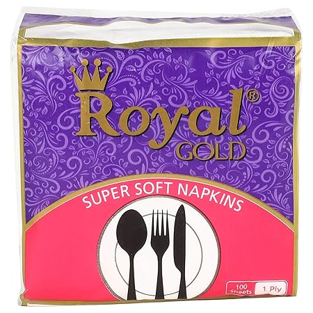 Royal Gold Tissue Paper Napkins - 100 Sheets (1 Ply)