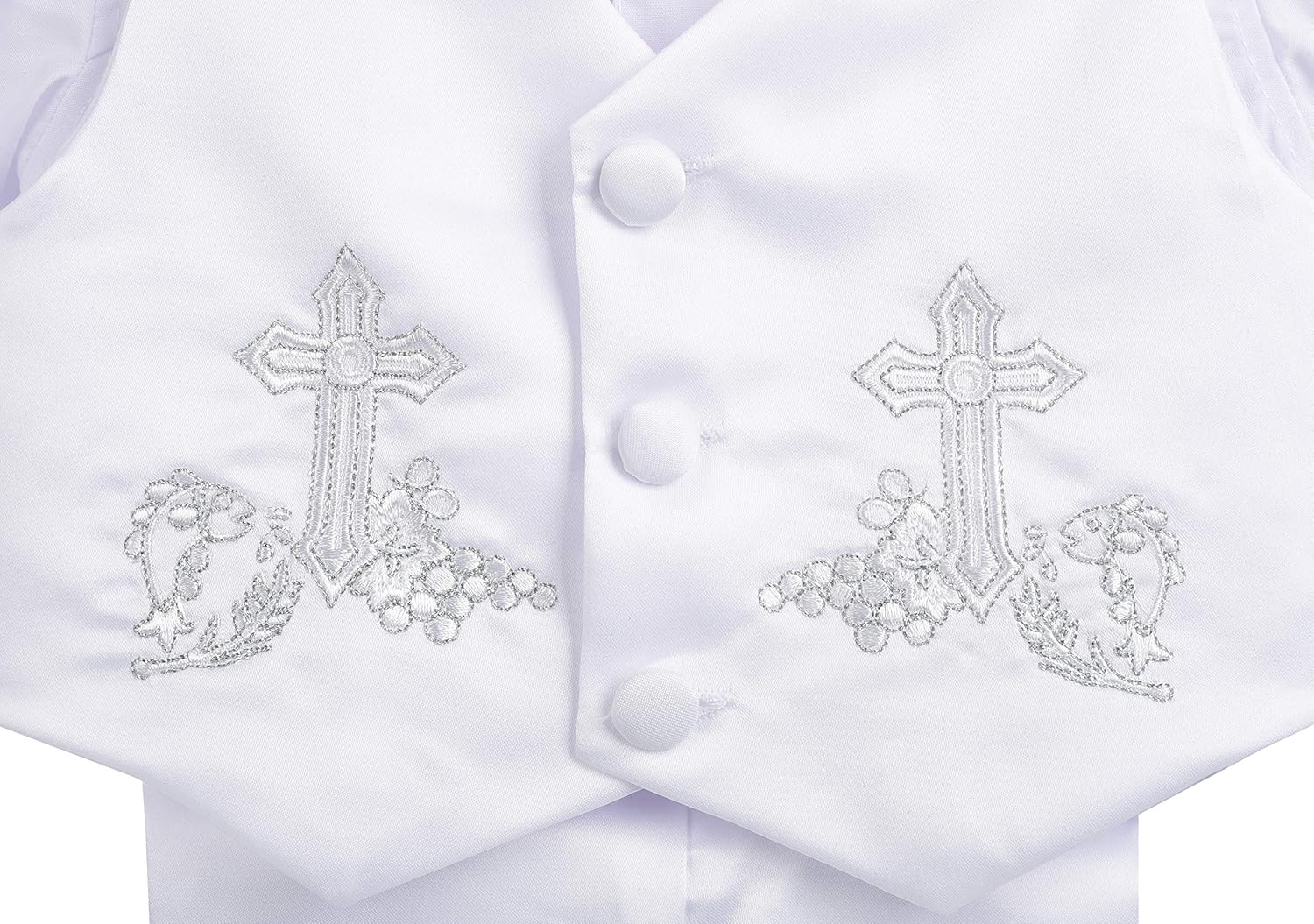 Dressy Daisy Baby Boy Satin Baptism Clothes Christening Outfit with Bonnet 5 Pieces Set Formal White Suit for Infant - Image 5