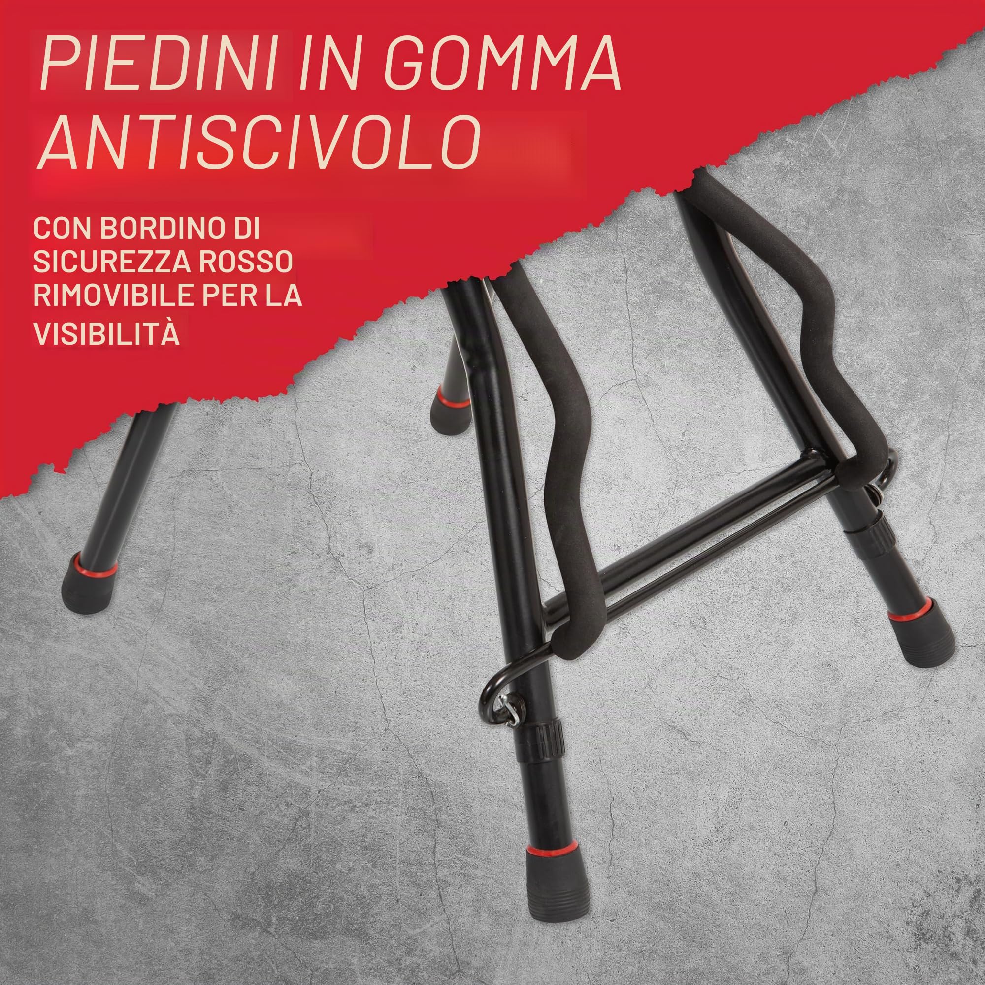 Gator Frameworks – Sgabello per Chitarrista con Supporto Integrato, Altezza 71 cm, Portata 113 kg, Seduta Imbottita, Pedana Poggiapiedi, Pieghevole, Nero (GFW-GTRSTOOL)