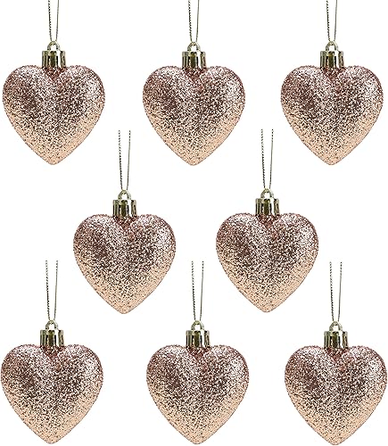 Miniatura 22 de Christmas Concepts® 0.315 x 2.362 in Baby Pink Glitter Corazón en forma de árbol de Navidad Adornos Rosa,