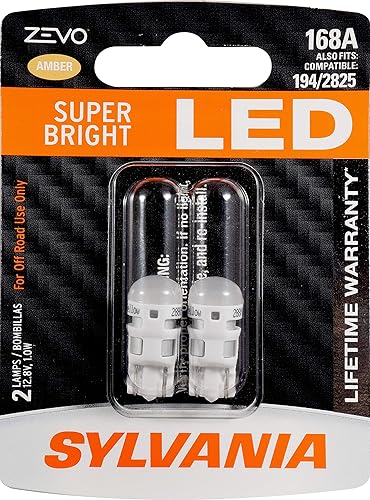 SYLVANIA Bombilla LED ámbar ZEVO 168 T10 W5W (contiene 2 bombillas)