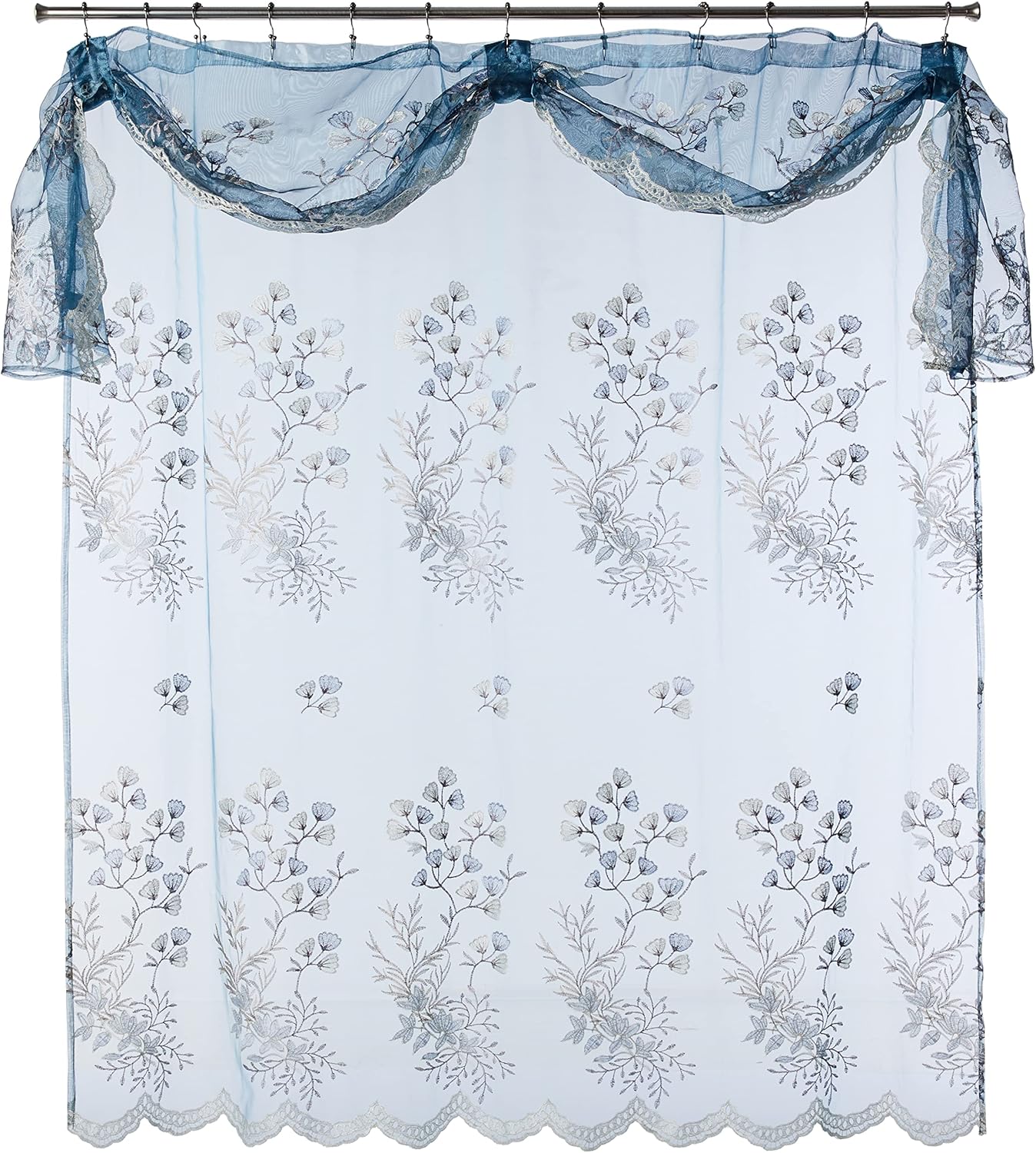 Popular Bath Capri Collection Shower Curtain, Slate Blue, Elegant Decorative Bathroom Curtain, Standard Size