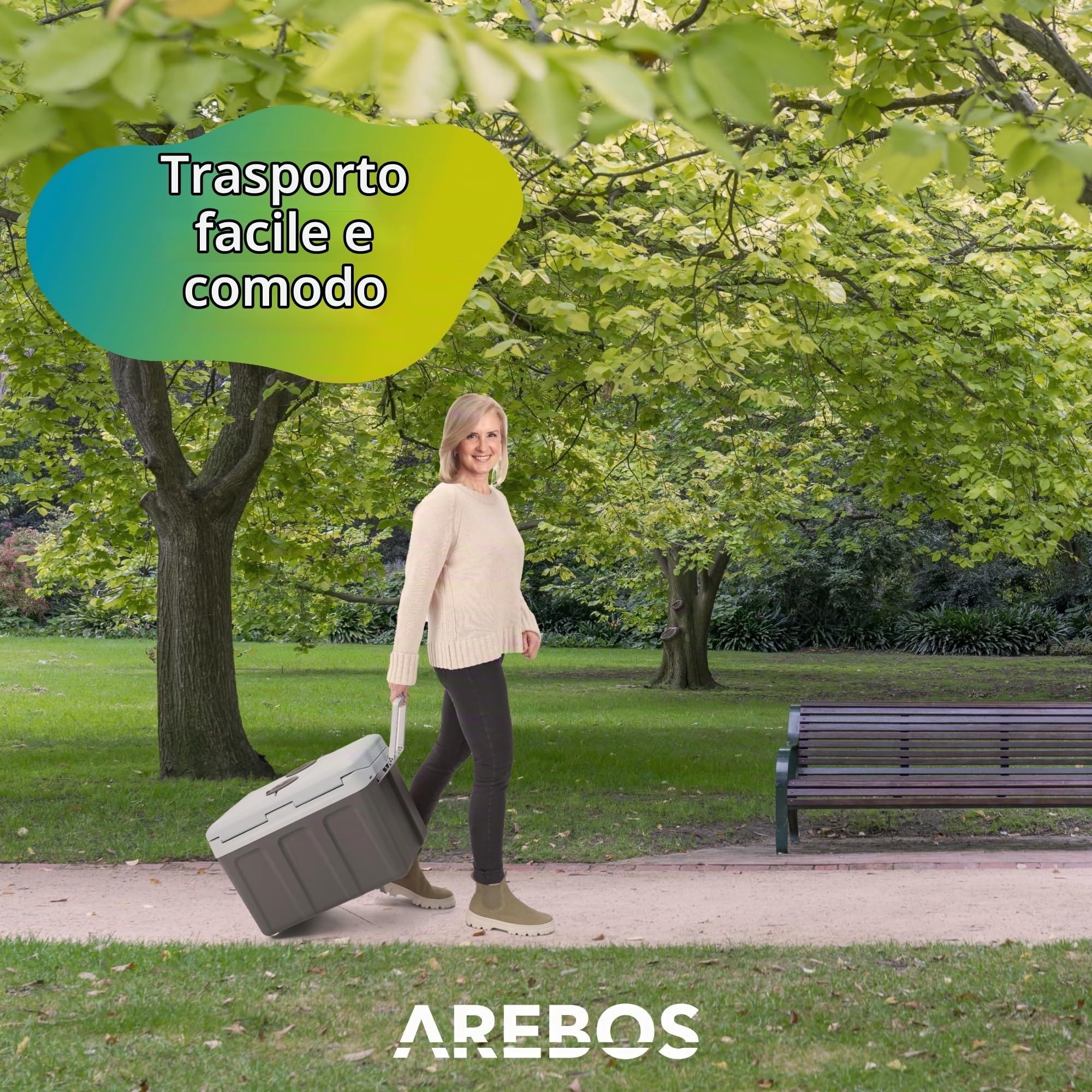 Arebos Borsa frigo da 40 Litri | per Raffreddare e Mantenere al Caldo | Mini Frigo per Auto, Camion, Barca e Camper | con modalità Eco |12/230 V e Presa | Frigoriferi Portatile Elettrico | Antracite