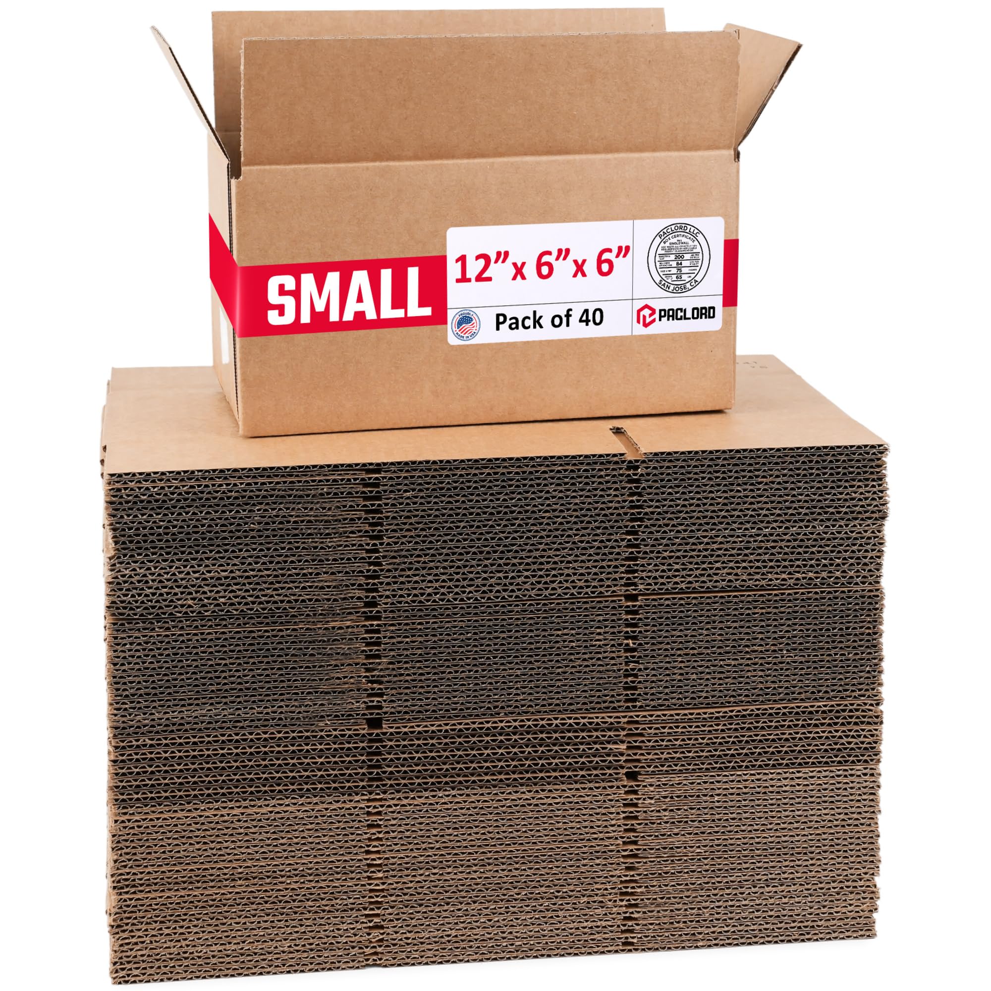 Small Cardboard Boxes 12"L x 6"W x 6"H (Pack of 40) - USA-Made Packing Boxes for Moving, Shipping, or Storage - USPS, UPS, FedEx Approved - Professional Packing Supplies for Moving | USA-Made Packing Boxes for Moving, Shipping, or Storage - USPS, UPS, FedEx Approved - Professional Packing Supplies