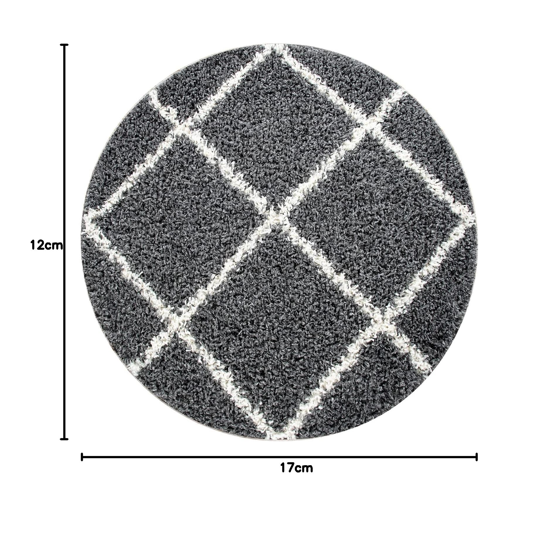 Paco Home Tapis À Poils Longs, Shaggy Doux Salon Style Scandinave avec Motif Losanges, Dimension:160 cm Rond, Couleur:Anthracite