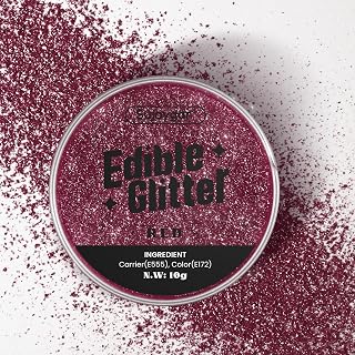 (10g) Red Edible Glitter for Cocktails, Drinks, Cakes - Patriotic Red Edible Drink Glitter Bulk - 100% Food Grade Cake Dust for Valentines Christmas Food Decoration Wedding Party - No Taste