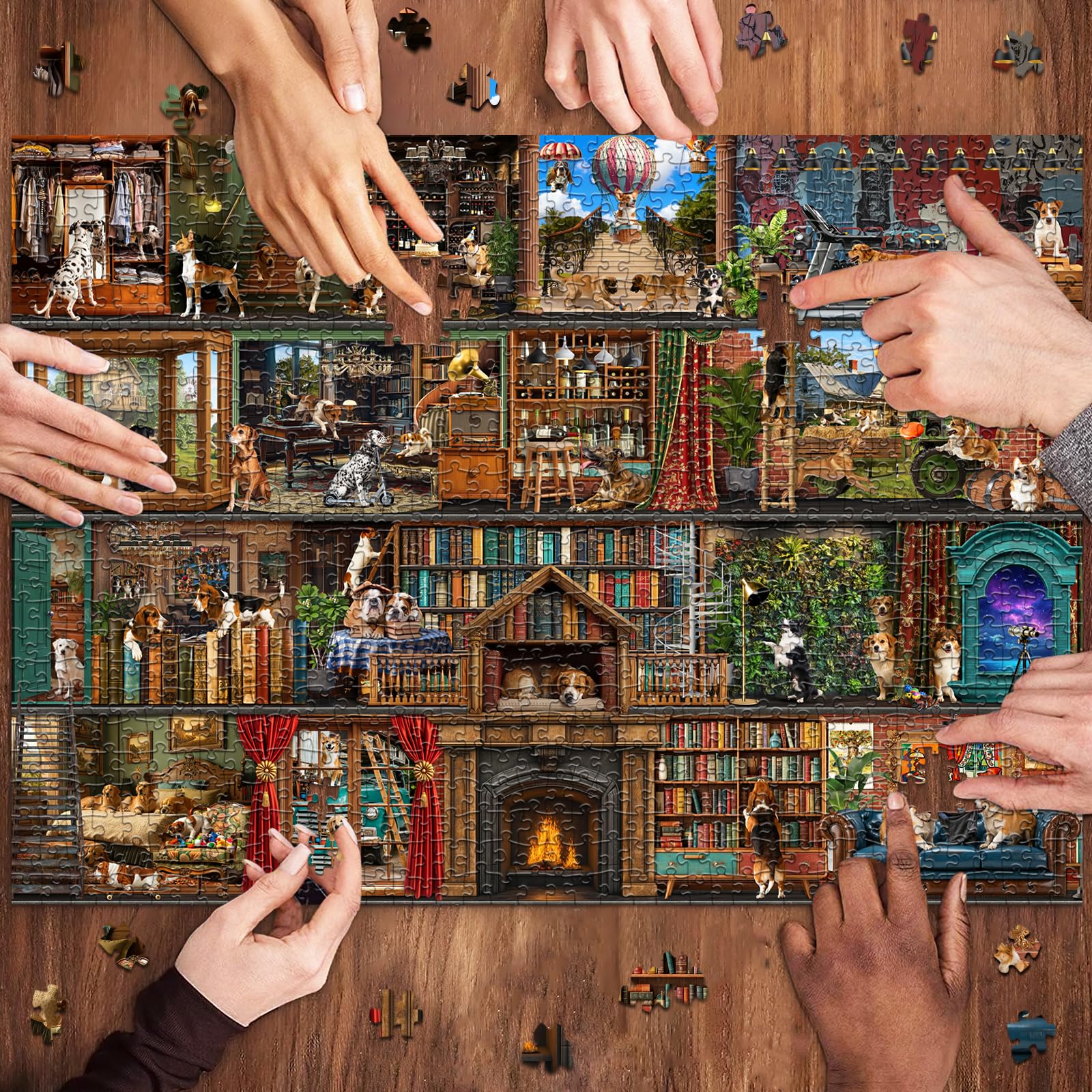 HUADADA Jigsaw Puzzles for Adults 1000 Pieces-The Fantastic Life of Dogs-1000 Piece Jigsaw Puzzles for Adults-Family Interactive Games - Image 4