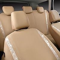 Vista 8 de CAR PASS - Juego de fundas de asiento para auto, cuero sintético impermeable con diamantes de imitación brillantes, para interior, universal, tiras