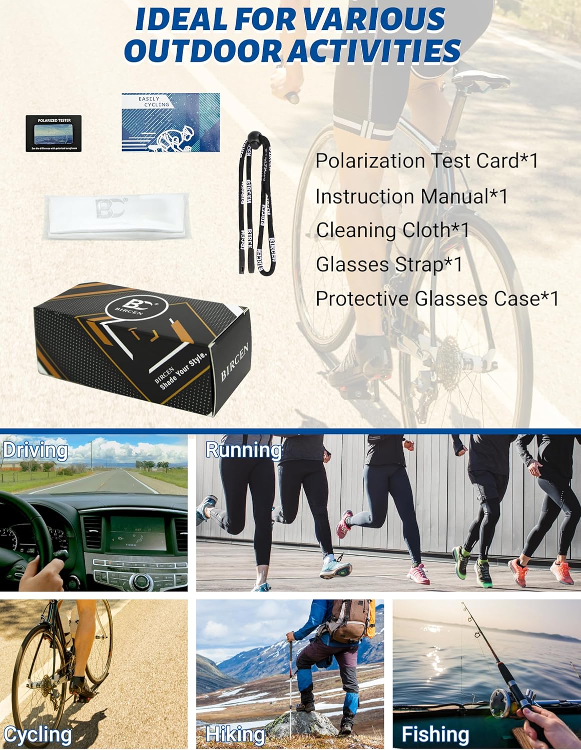 BIRCEN Polarized Baseball Running Sunglasses: TR90 Sports Cycling Glasses for Men Women UV400 Protection for Driving MTB - Image 6