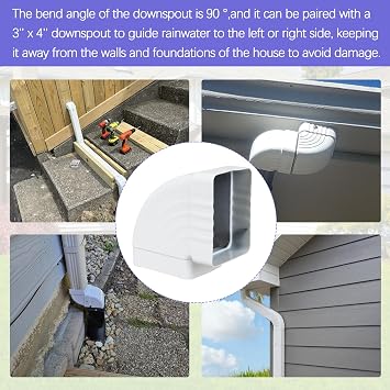 Roofing Gutter downspout Extension B 90 Gutter Elbow 3x4 White 1Pcs