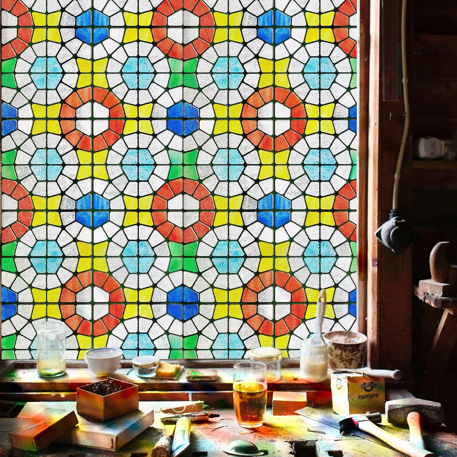 3D Stained Glass Window Film, Decorative...
