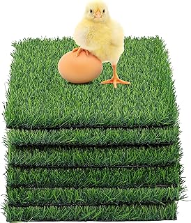6 Pcs Artificial Grass Rug,Chicken Nesting Pads Carpet for Chicken Bedding Nesting Box Pads, 12"x12" Washable Synthetic Grass Pads for Chicken Coop Laying Box for Laying Eggs, Sturdy, Reusable