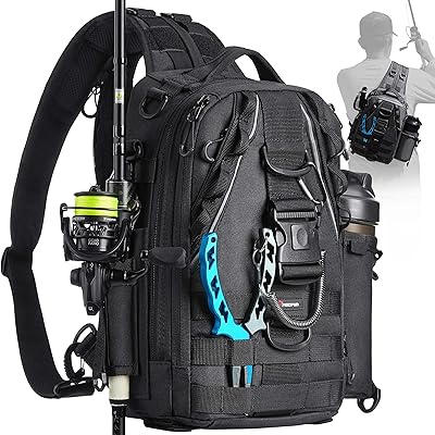 Piscifun Fishing Backpack with Rod Holder, Lightweight Sling Bag Storge Gear and Equipment