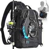 Piscifun Fishing Backpack with Rod Holder, Lightweight Sling Bag Storge Gear and Equipment