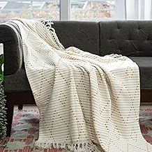 Tranquebar Curtain Co. Thick Cotton Throw – Decorative Layer for Sofa, Bed or Chair; Skin-Friendly Texture with Boho Fringes; Cozy All-Season Use- Aura-Yellow, Large - 160 × 130 cm