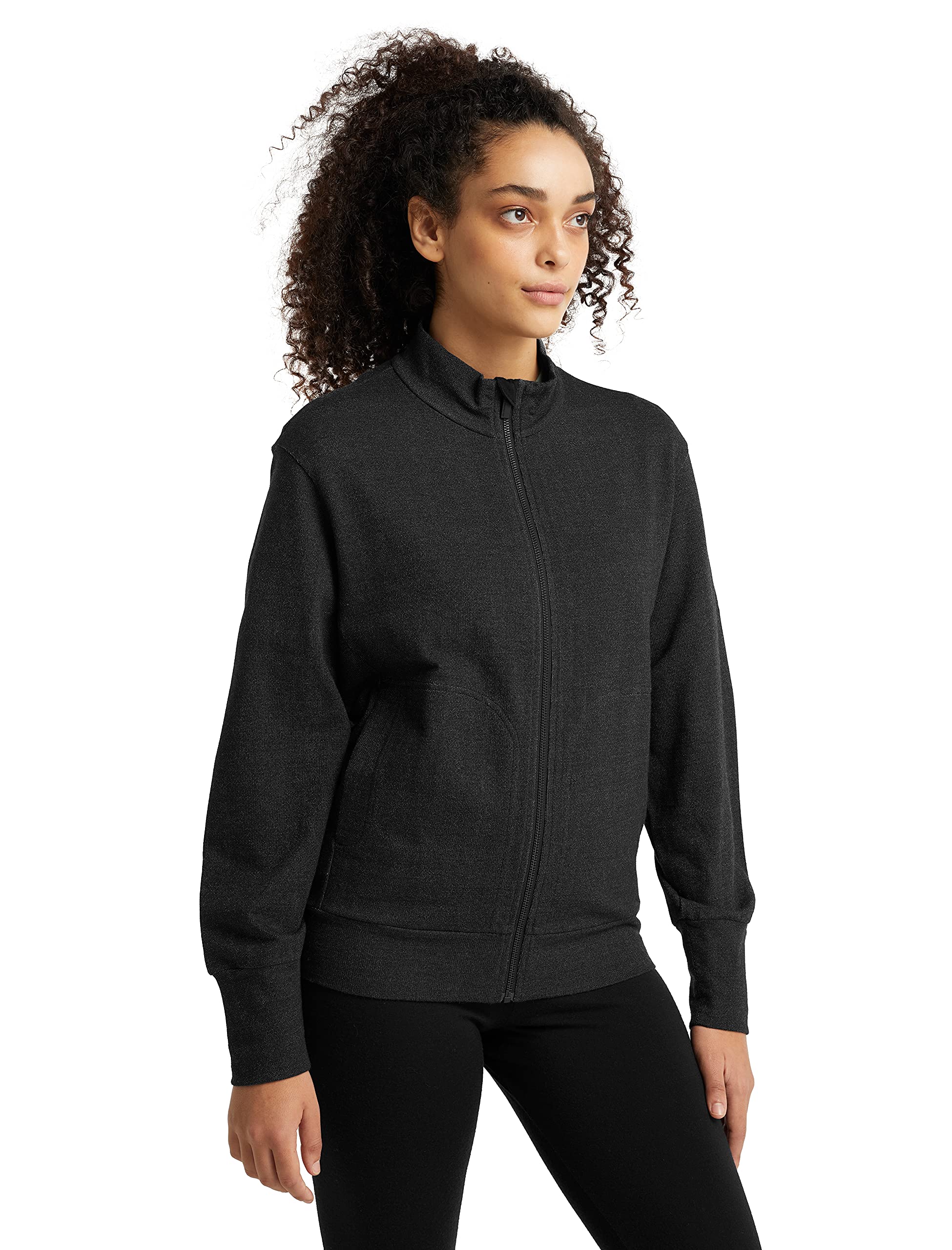 Icebreaker Merinowolle Damen Mid Layer - Central Langärmeliges Top mit Reißverschluss | Sportbekleidung | Sportbekleidung | Sweatjacke Schwarz | Skipulli Langarm | Skipullover - Schwarz, XS
