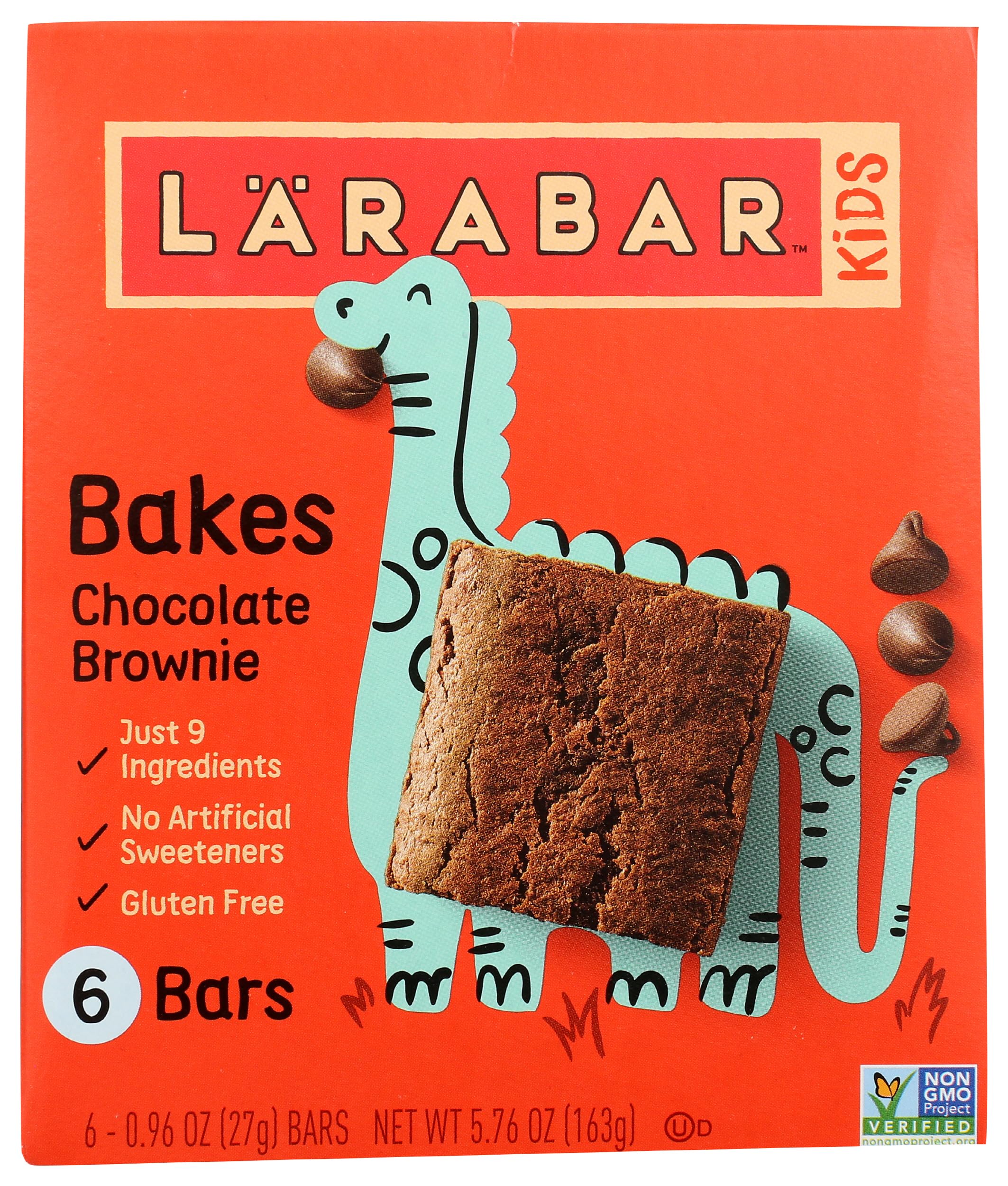 LÄRABARKids Chocolate Brownie Gluten Free Bars, 0.96 oz bars, 6 ct