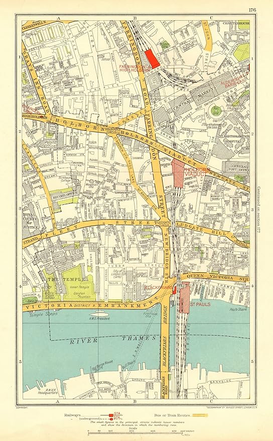 Chancery Lane London Map Amazon.com: London: Holborn, Farringdon, Fleet St, Chancery Lane, 1937  Vintage Map: Posters & Prints