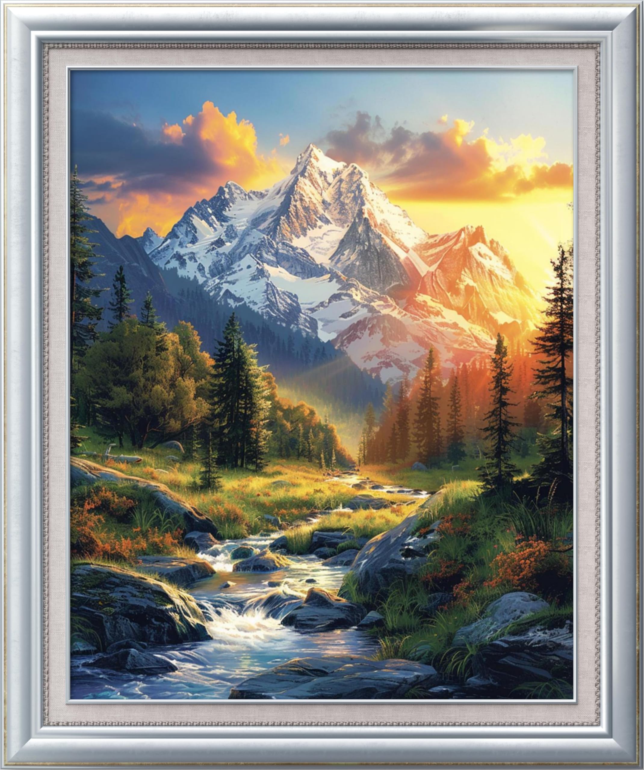 Leczany Cross Stitch Patterns Stamped Kit for Beginners | Embroidery Supplies DIY Craft Kit Needlepoint for Adults Starter | 11CT, 3 Strands | Mountains and Forests 15.8x19.7 inches
