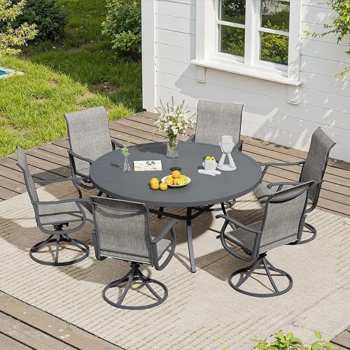 Miniatura 22 de VICLLAX Muebles pequeños de exterior de 3 piezas, 2 sillas giratorias de patio y mesa redonda pequeña para 2, sillas de carbón oscuro y negro Carbón