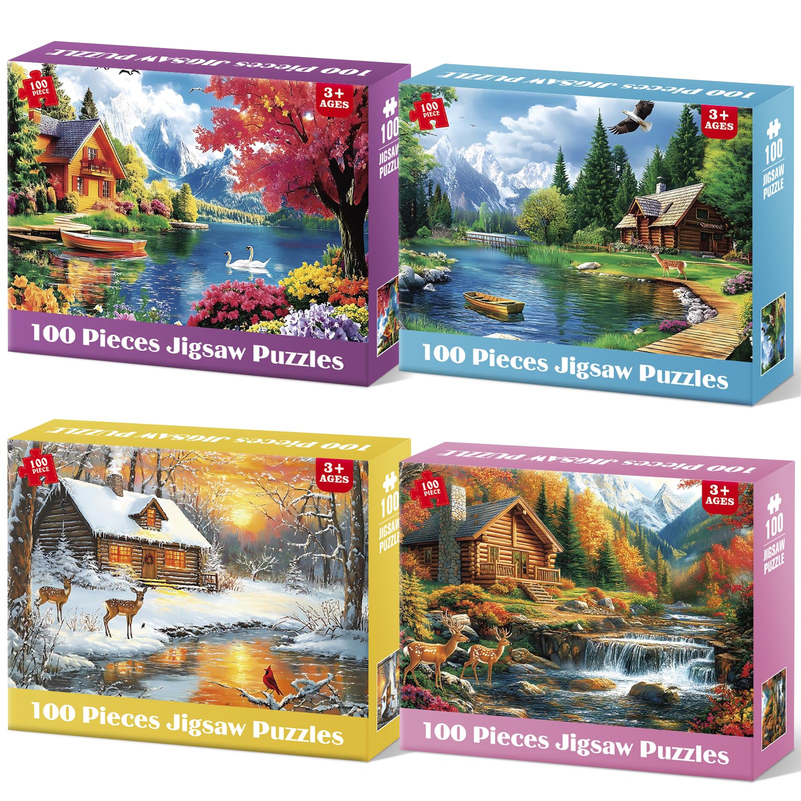 Four Seasons Jigsaw Puzzles - 100 Piece Sets -8 Four Seasons Jigsaw Puzzles - 100 Piece Sets -8