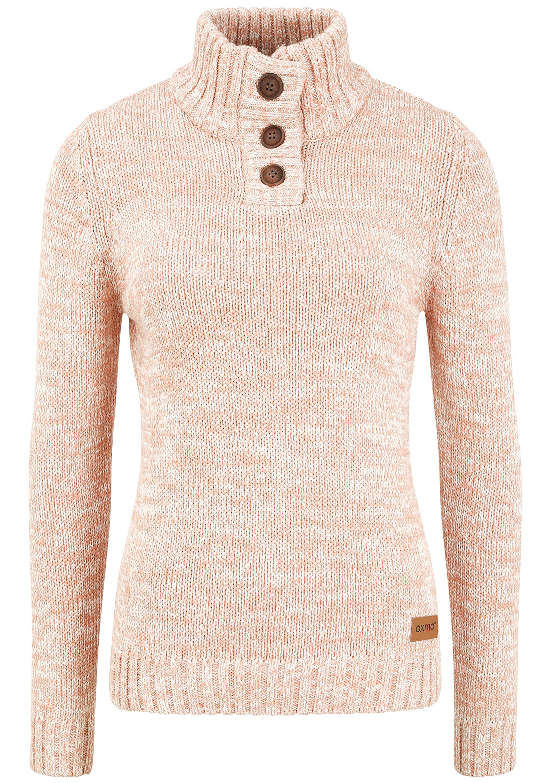 OXMO OXPhilicita Damen Strickpullover Troyer Grobstrick Pullover 100% Baumwolle Regular fit