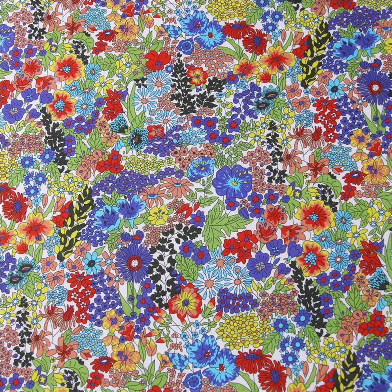 Printed Fabric Dark Color Flowers Cotton Fabric Printing(Colorful)