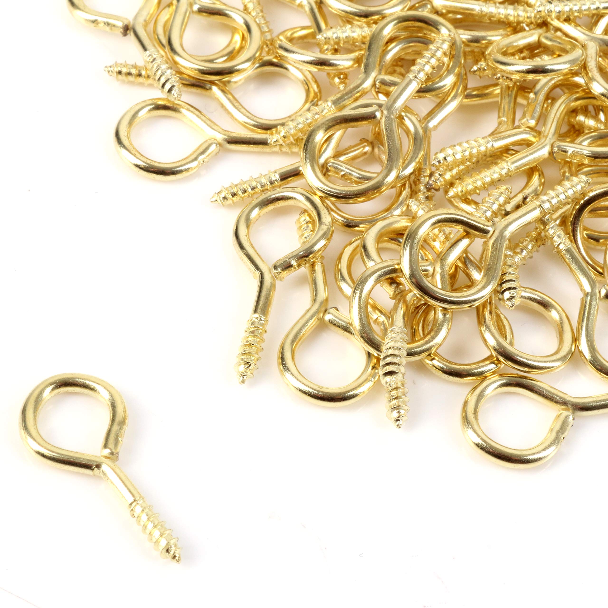 100x Brass Plated Steel Screw Eyes 19mm Long (6mm Eye Diameter) Gold Screw in Findings