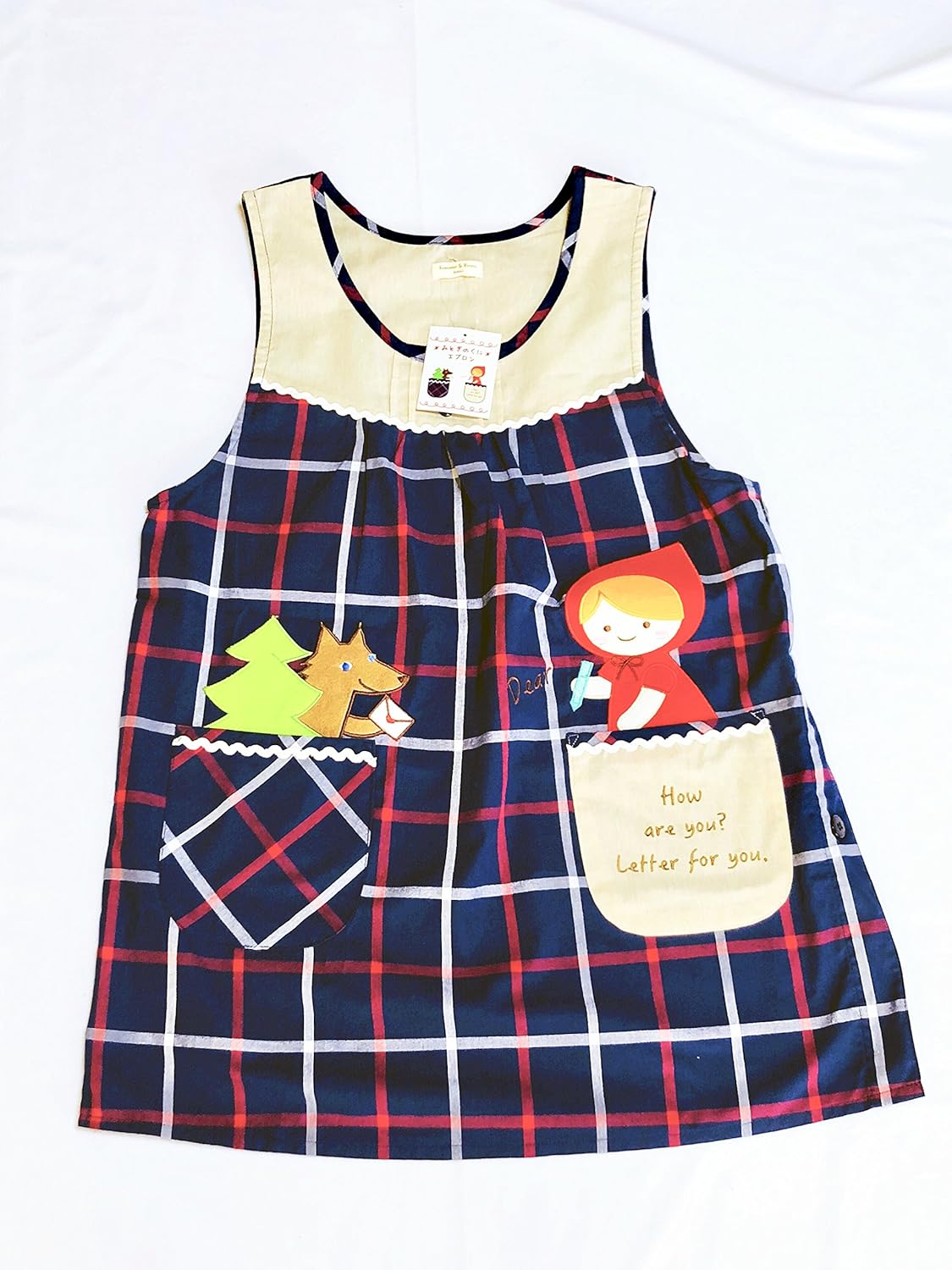 Amazon Co Jp 赤ずきんちゃん 赤ずきん 童話 エプロン Bigアップリケ 保育士 女性用 M L レディース グッズ ホーム キッチン