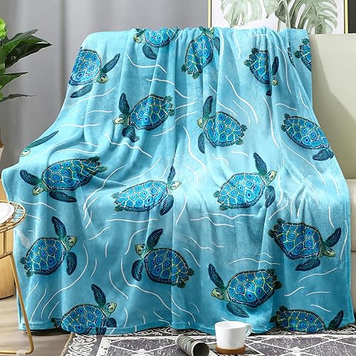 Miniatura 10 de Sviuse Manta de tortuga marina, tamaño individual, manta de tortuga 3D azul para mujeres, hombres y niños, regalo para amantes de las tortugas (60 x