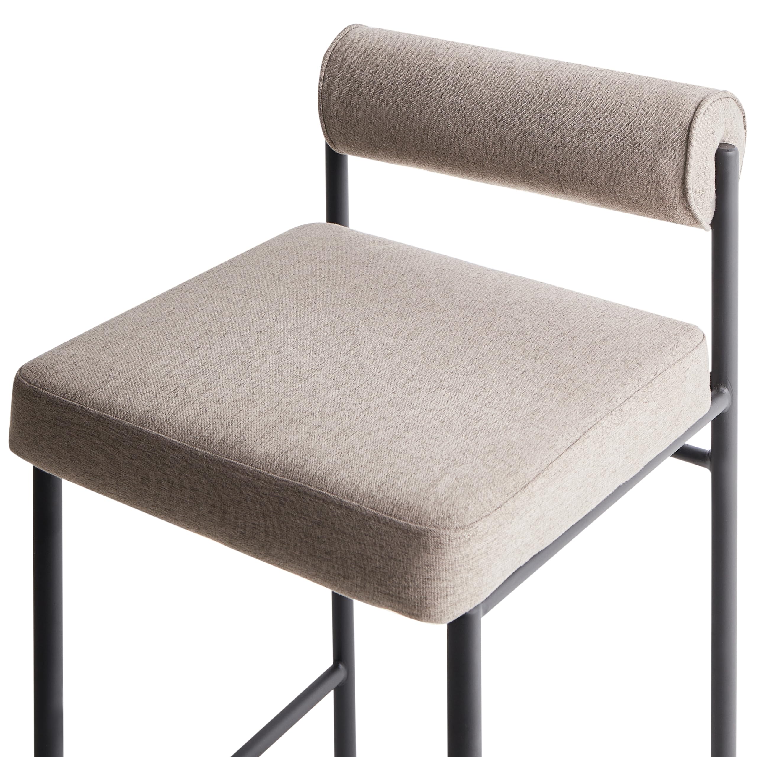 Beliani Barstuhl 2er Set Stoff beige/Taupe niedrige Lehne Metallgestell Fußstütze Amaya