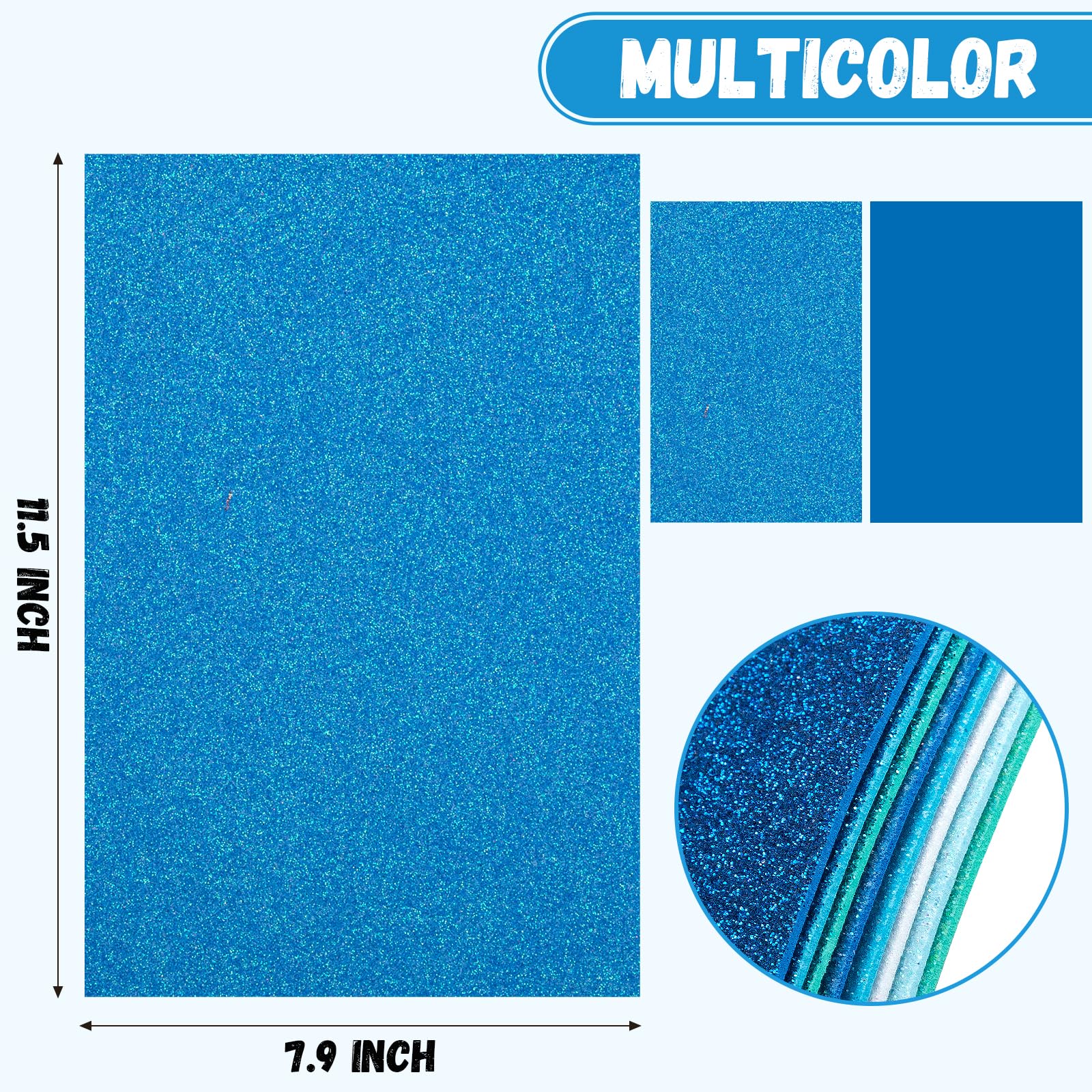 8 Pack Glitter Foam Sheets Craft 8 x 12 inch, 8 Colors Sparkles Foam Paper for Art Crafts Projects, Classrooms Scrapbook Gift DIY Cutters Card Party Decoration (Blue)