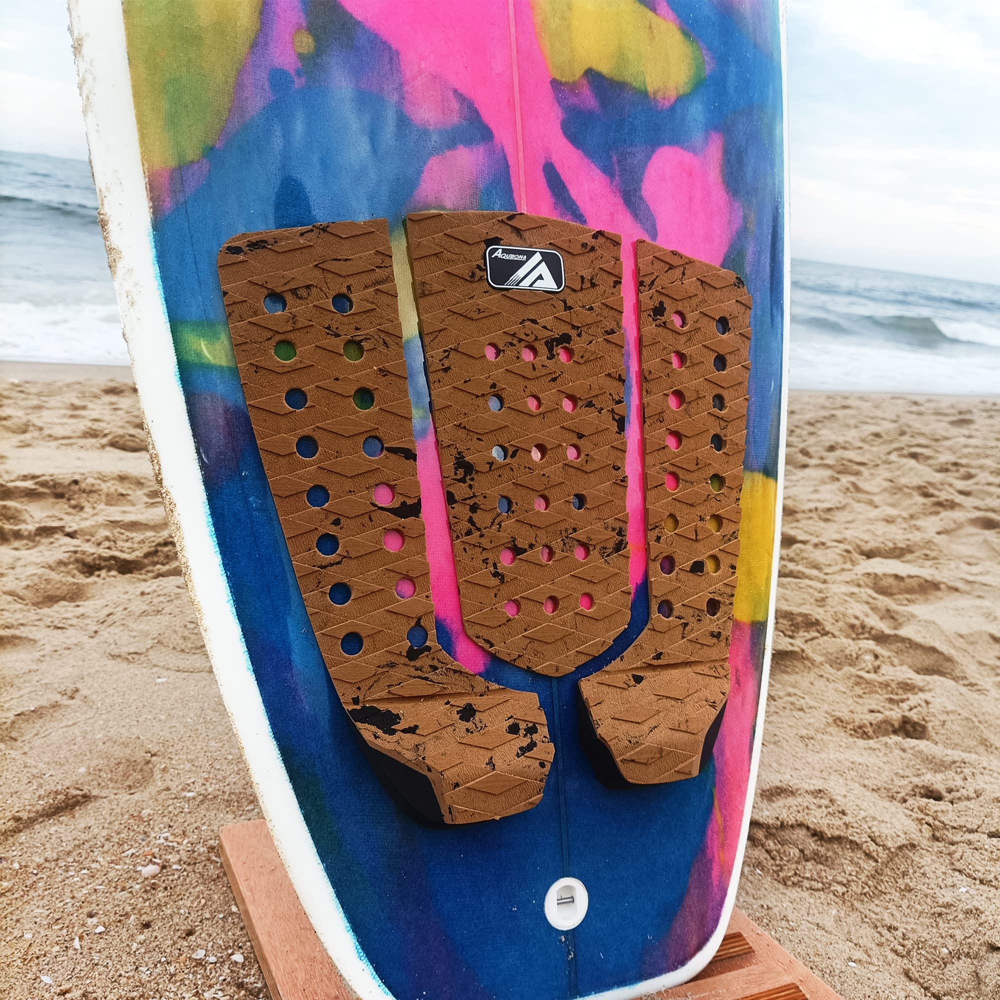 AQUBONA de tracción de EVA para Tabla de Surf de 3 Piezas con Almohadilla de Cola Profesional Adhesiva 3(m) para Todas Las Tablas de Surf, Tablas Cortas, Tablas largas