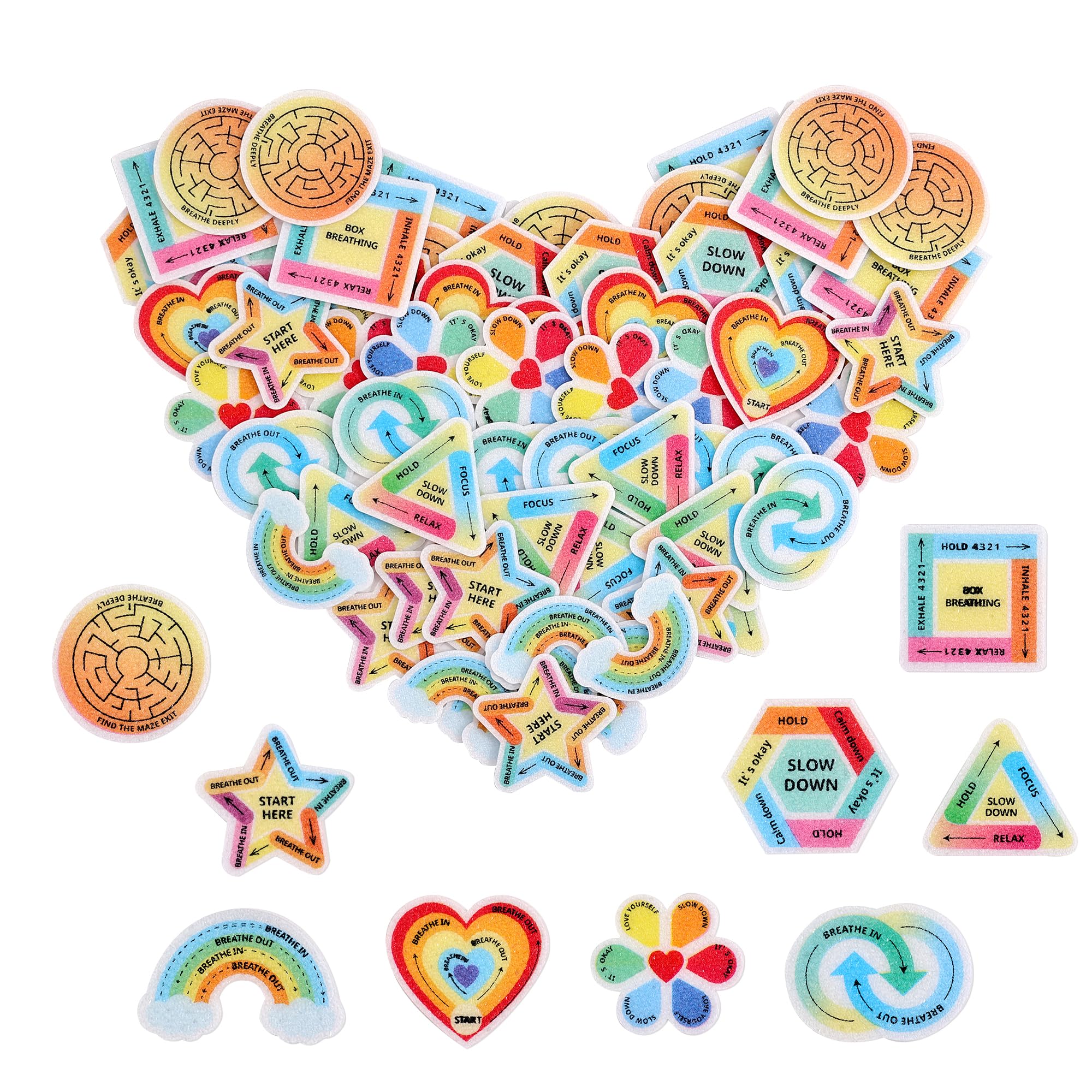 72Pcs Calm Stickers for Anxiety Sensory Textured Sensory Stickers Anti Stress Anxiety Relief Items Boho Calm Sticker Bulk Waterproof Fidget Adults