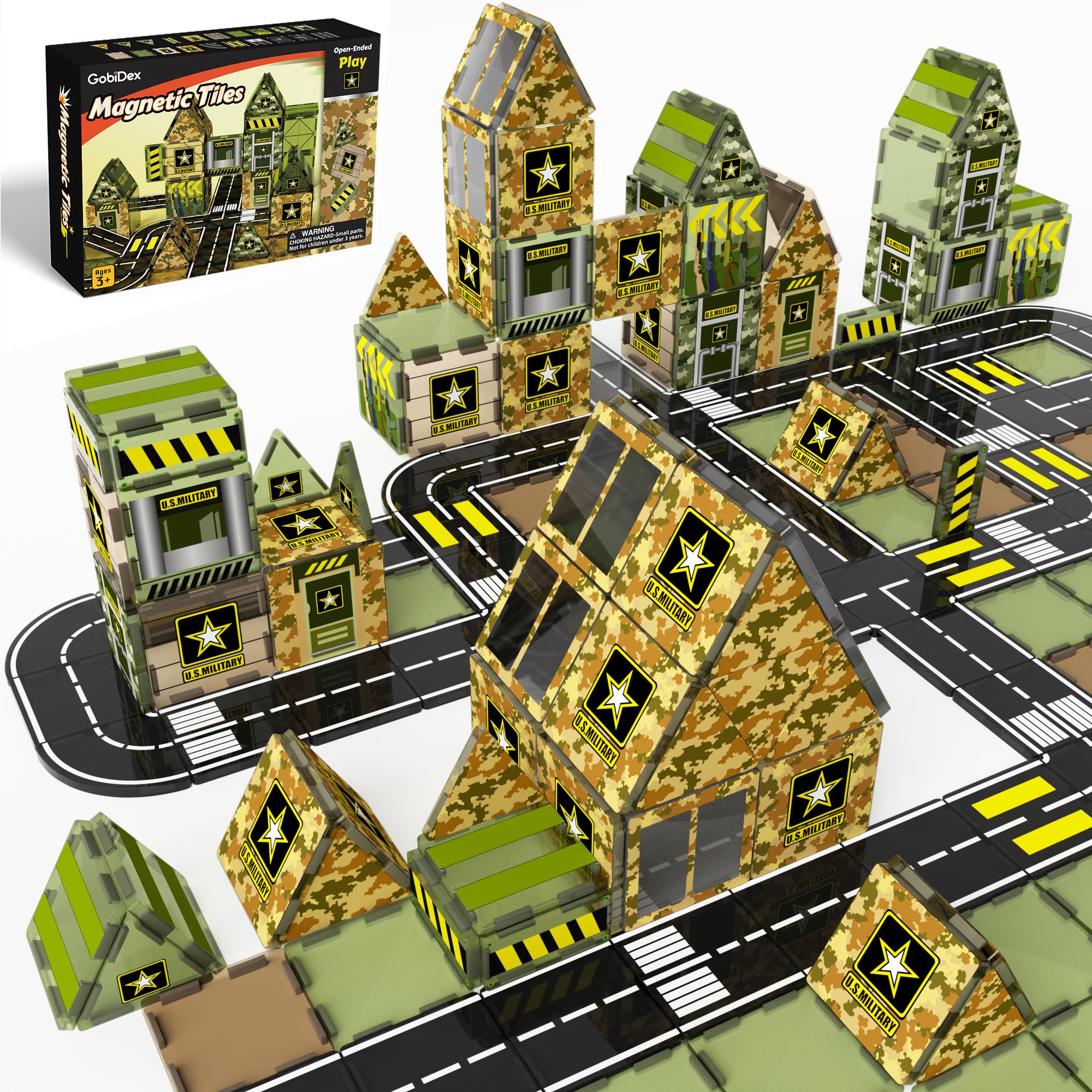 GobiDex Army Toys Magnetic Tiles Building Blocks Set