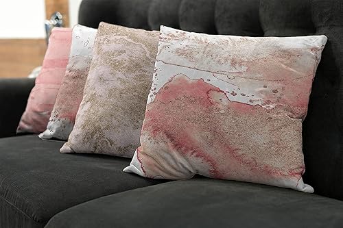 Miniatura 8 de Ambesonne Paquete de 4 fundas de cojín con estampado de mármol, adorno de manchas y pinceladas de color pastel, arte moderno, impresión digital de