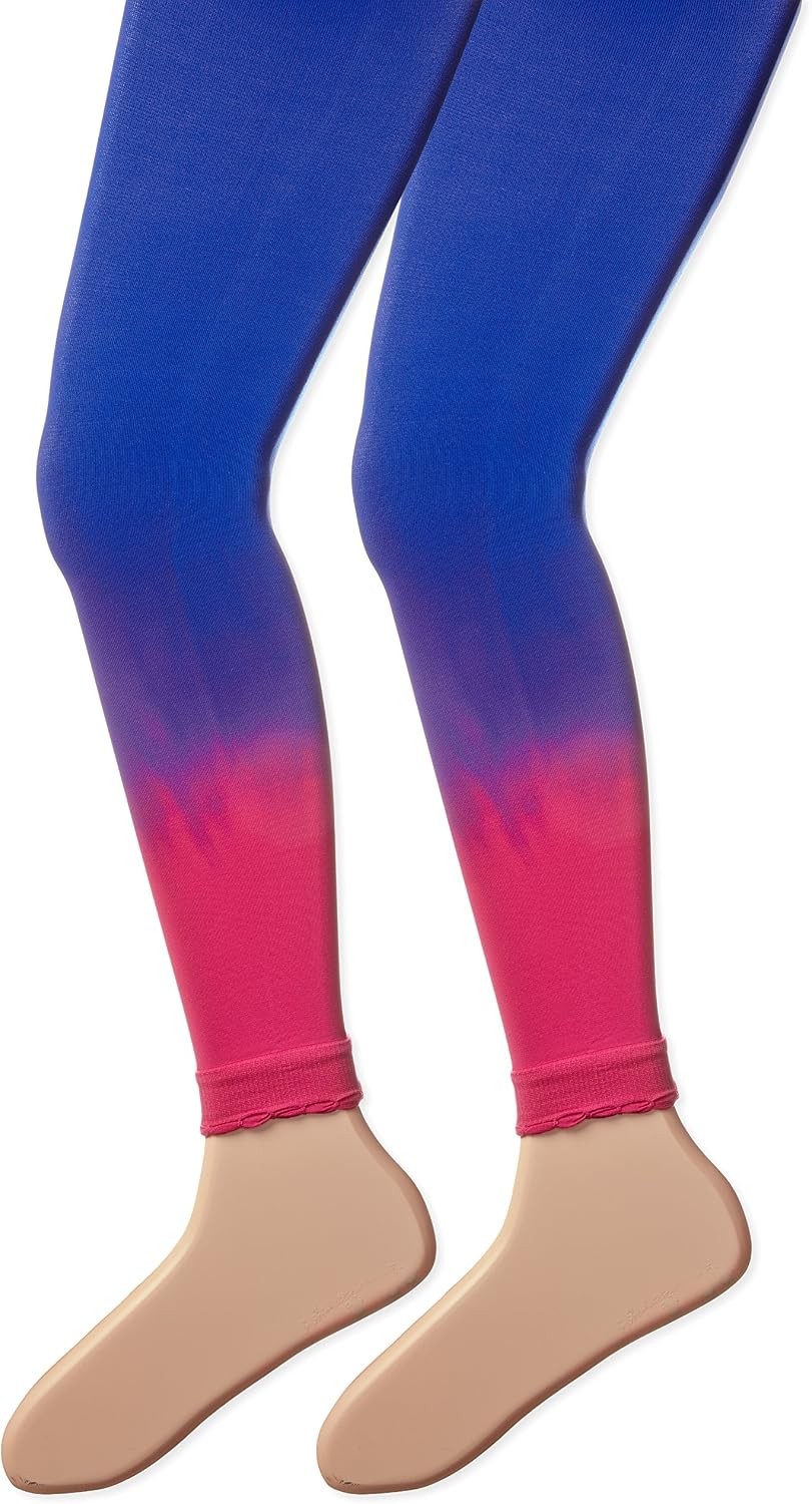 Jefferies Socks Girl's 2-6X Dip Dye Footless Tights 2 Pair Pack