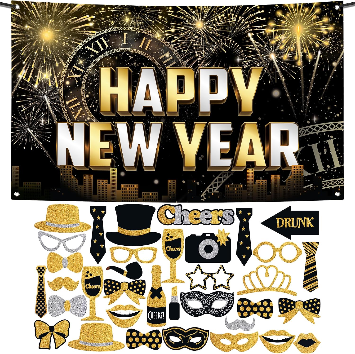 Amazon.com: KatchOn, XtraLarge Happy New Year Banner - 72x44 Inch | New ...