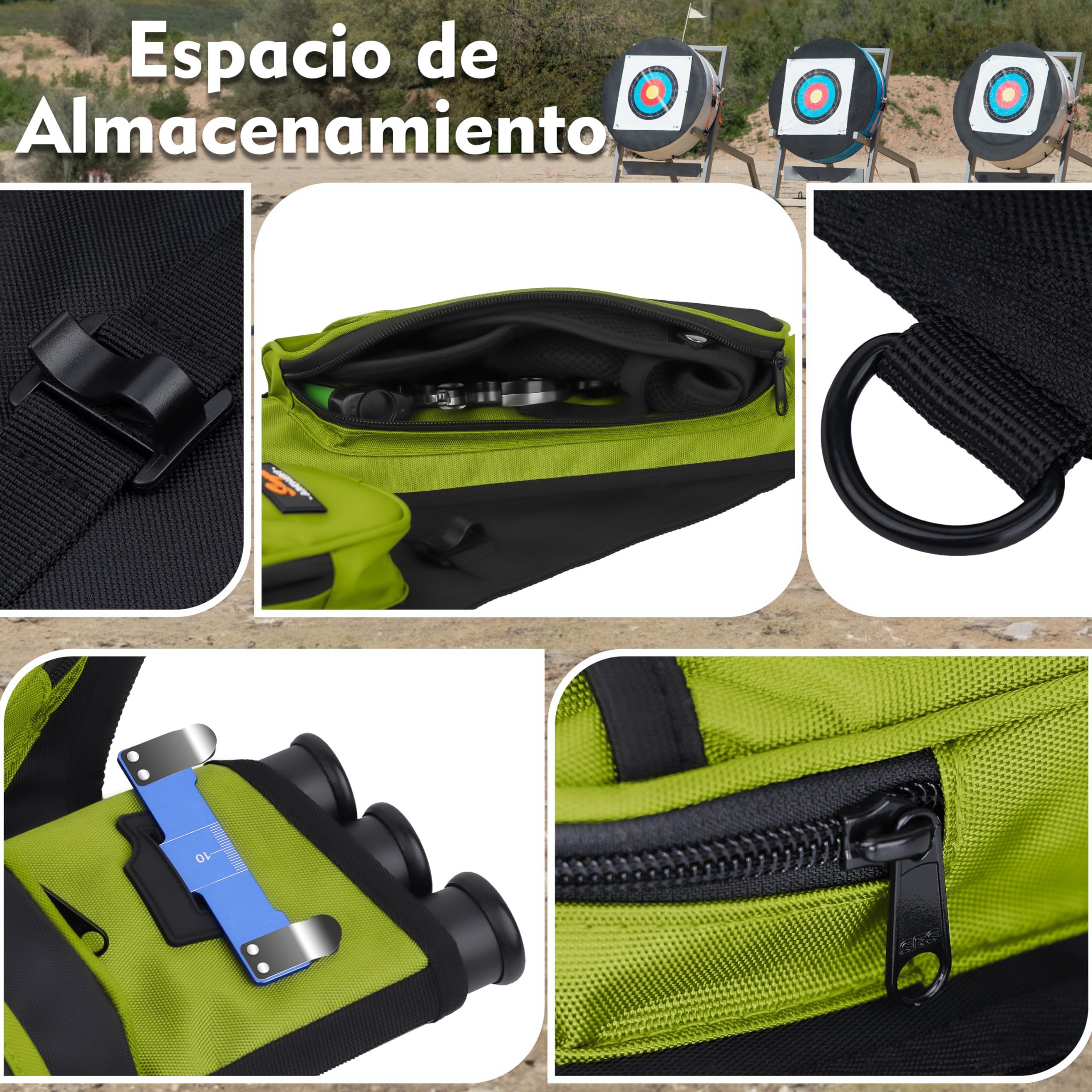Sunya - Carcaj de Tiro con Arco para Flechas. Portátil,Incluye pestaña y Bolsillos de liberación y cinturón de Nailon. Apto para Arco Compuesto y Arco recurvo Blanco o Campo — view 6