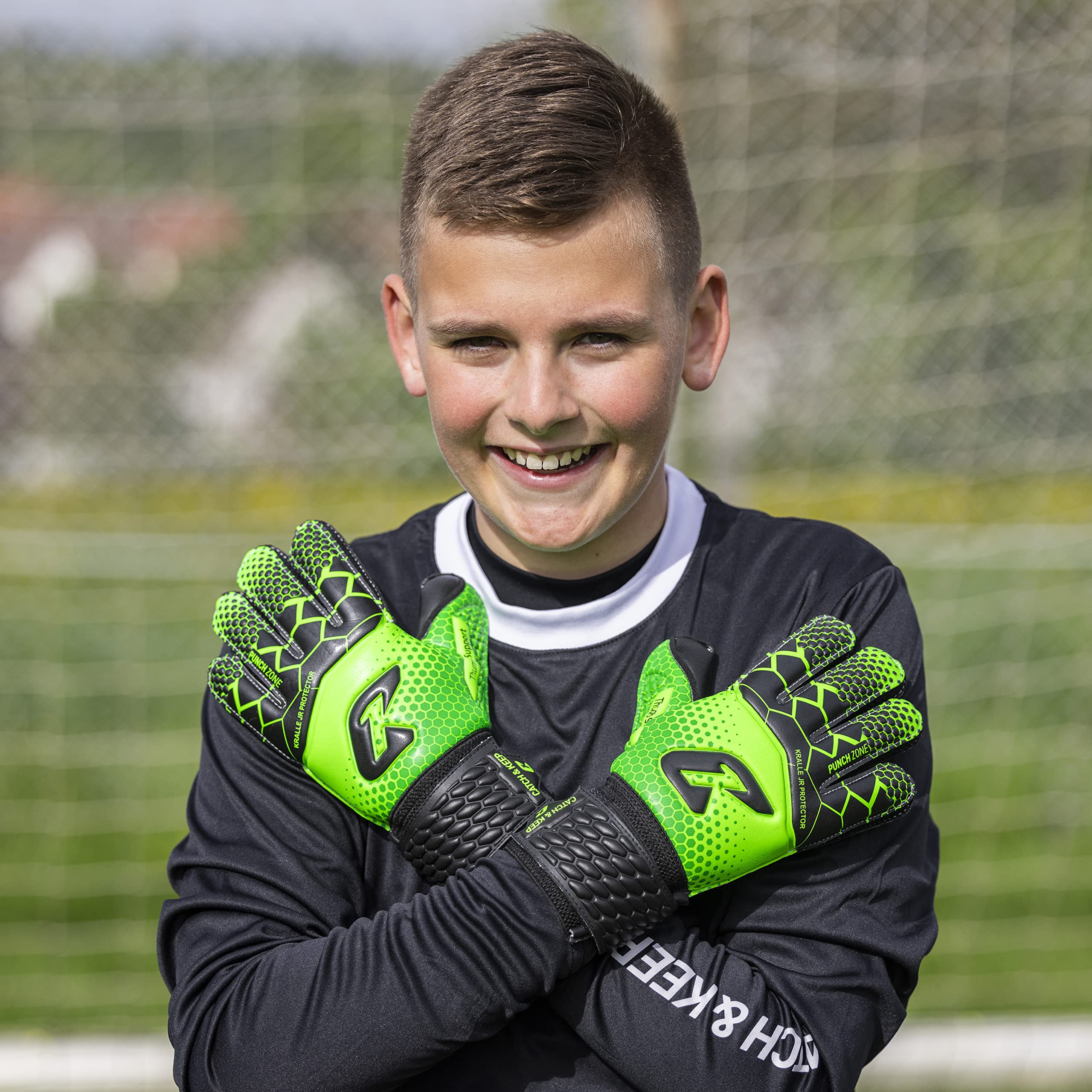 CATCH & KEEP® Kralle Junior Pro Protector Gants de gardien de but pour enfants Protection des doigts Gants de gardien de but de qualité supérieure pour enfants Gants de gardien avec adhérence extra
