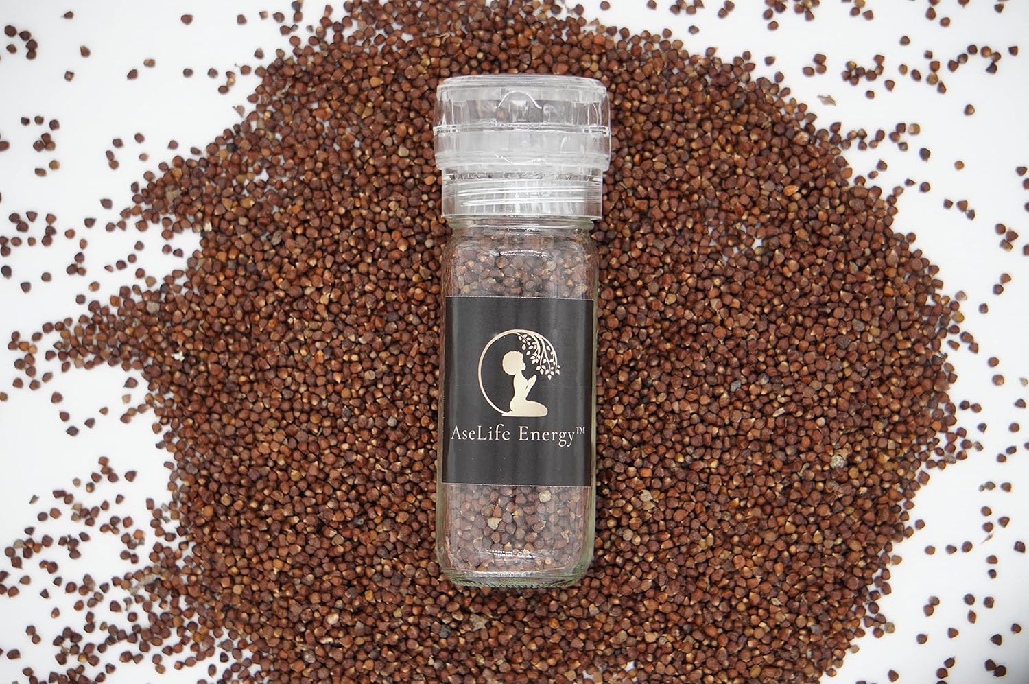 AseLife Energy® Grains of Paradise Spice with Spice Grinder 4.3 OZ Jar Melegueta Pepper Ginny Grains Mbongo spice Hepper Pepper Guinea Pepper Premium Non-GMO Vegan Paleo Gluten Free Plant Based African Spice Alligator Pepper