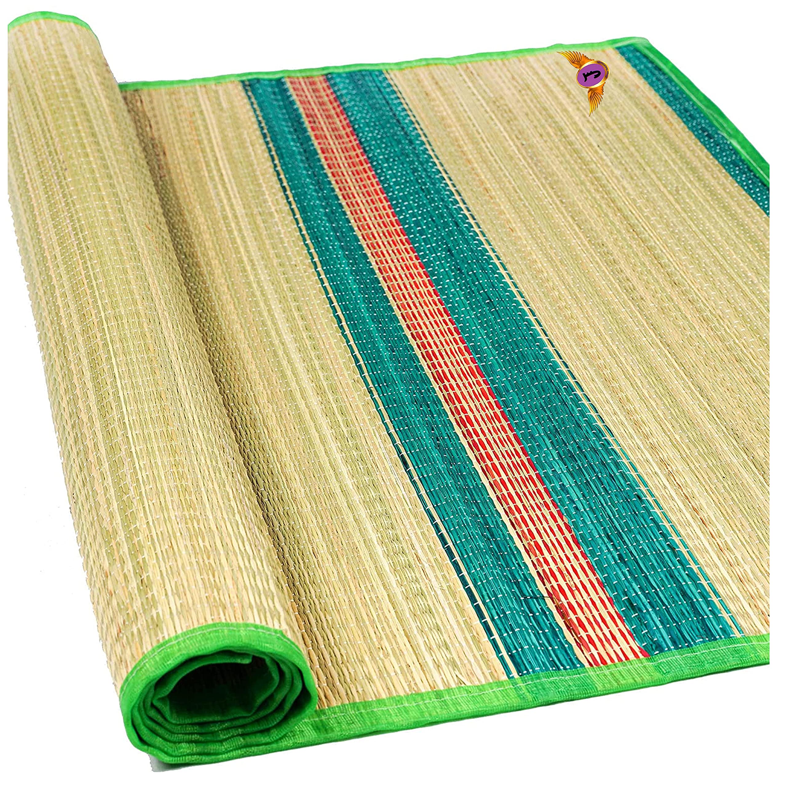 Korai Floor Mat/Multi Design/Chatai/Carpet (Green, 6 x 3.5 Feet)