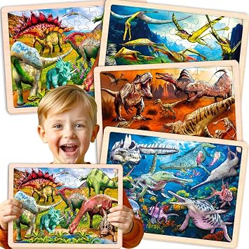 4 Set Puzzles for Kids Ages 4-6 - 36 Pcs Wooden Montessori Puzzles 3-5
