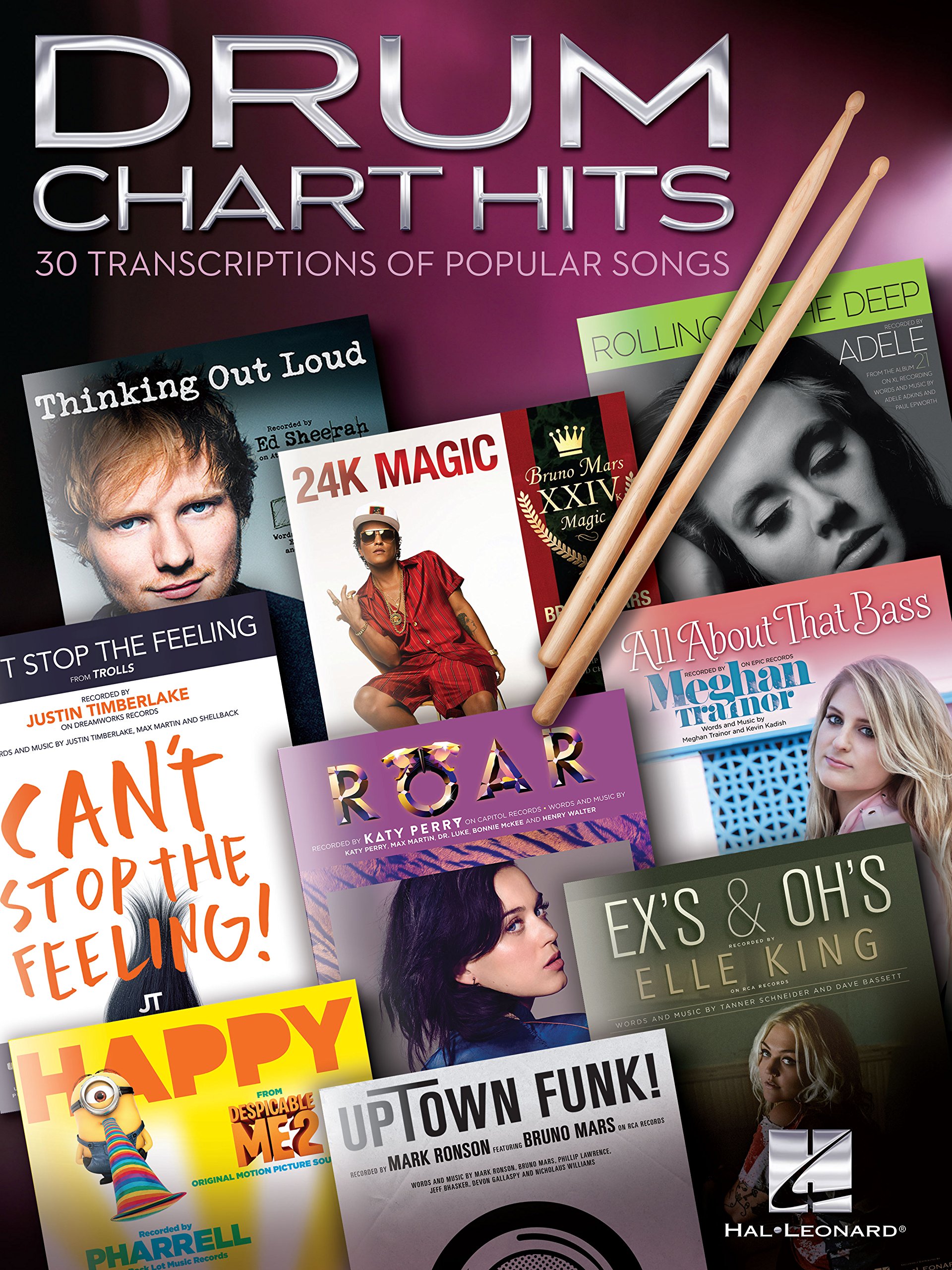 Livre Drum Chart Hits de 30 partitions pop anglaises pour jouer en groupe