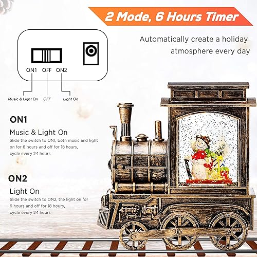 Miniatura 4 de IPOW - Farol de nieve con purpurina de remolino de agua, musical e iluminado 6 horas temporizador USB alimentado y funciona con pilas para