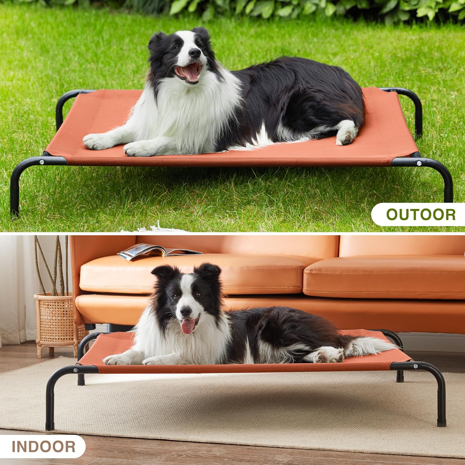 Love's cabin Elevated Cooling Dog Bed for Large Dogs, Portable Indoor & Outdoor Raised Pet Dog Cat Cot, Durable Summer Frame with Breathable Mesh, Terracotta, 48 inches