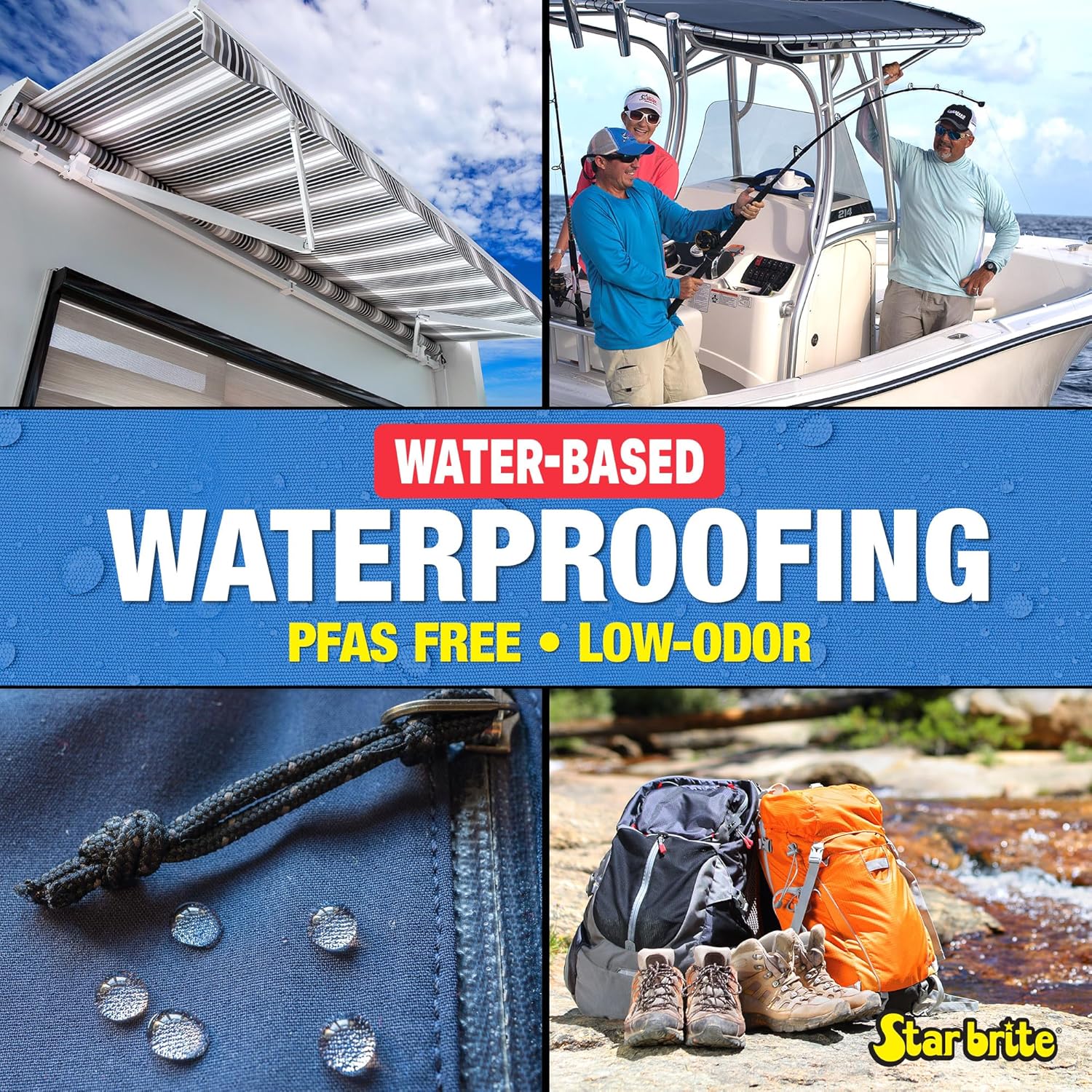 STAR BRITE Low-Odor Water-Based Waterproofing - Adds And Restores Water-Repellency And UV Protection To New, Delicate, Aged, Worn Or Sun-Damaged Fabrics