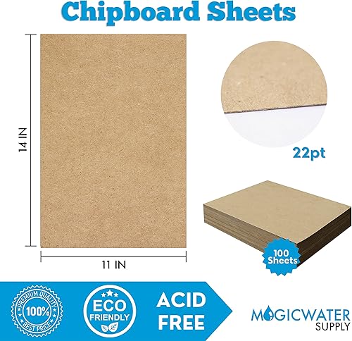 Miniatura 2 de 10 hojas de aglomerado de 11 x 14 pulgadas - 22 puntos (punta) de cartón kraft marrón ligero para álbumes de recortes y marco de fotos (grosor de