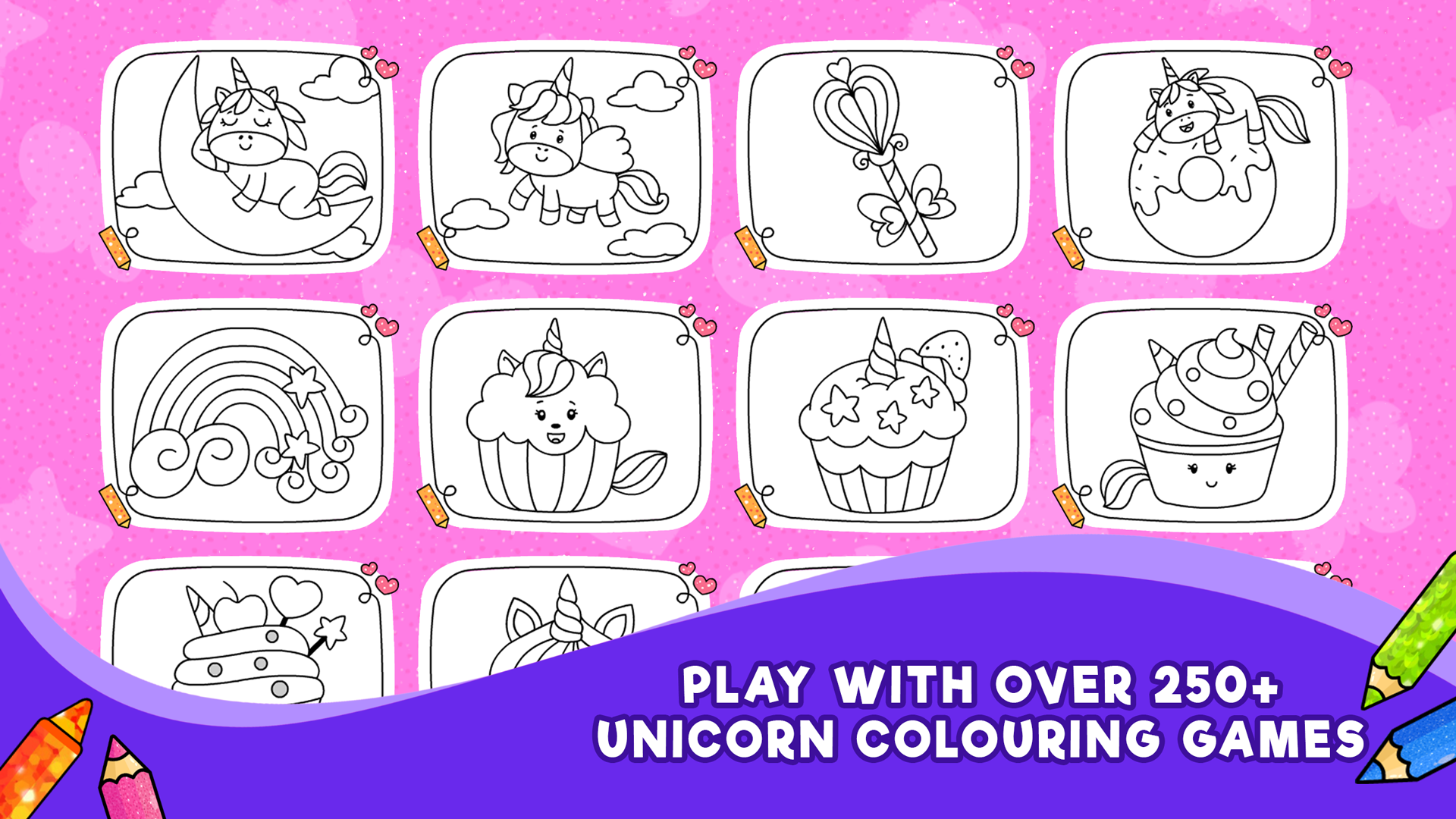 Unicorn Colouring Games for Kids: Free Rainbow Glitter Colouring Book ...